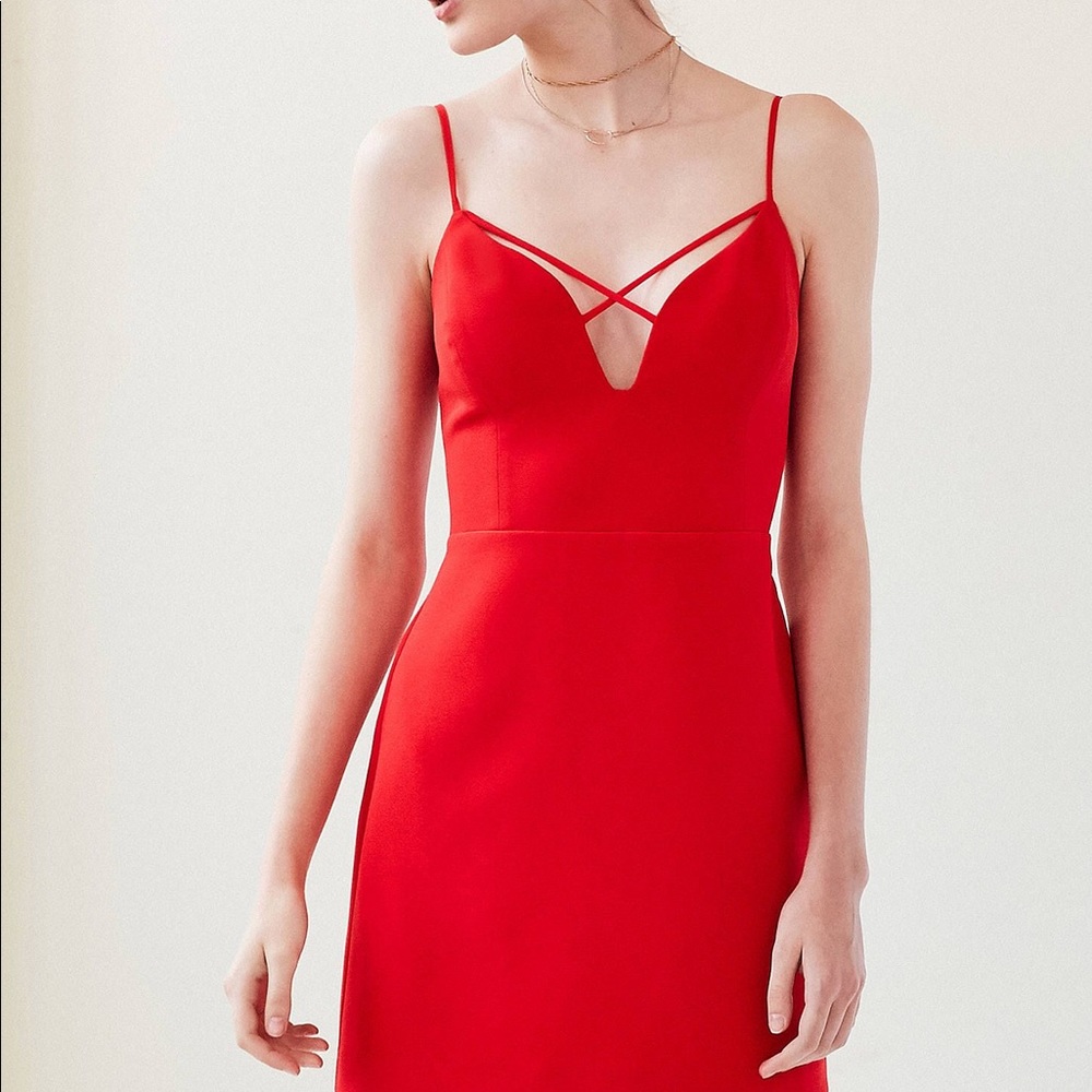 Silence + Noise Strappy Bodice A-Line Mini Dress Red (Size: 0)